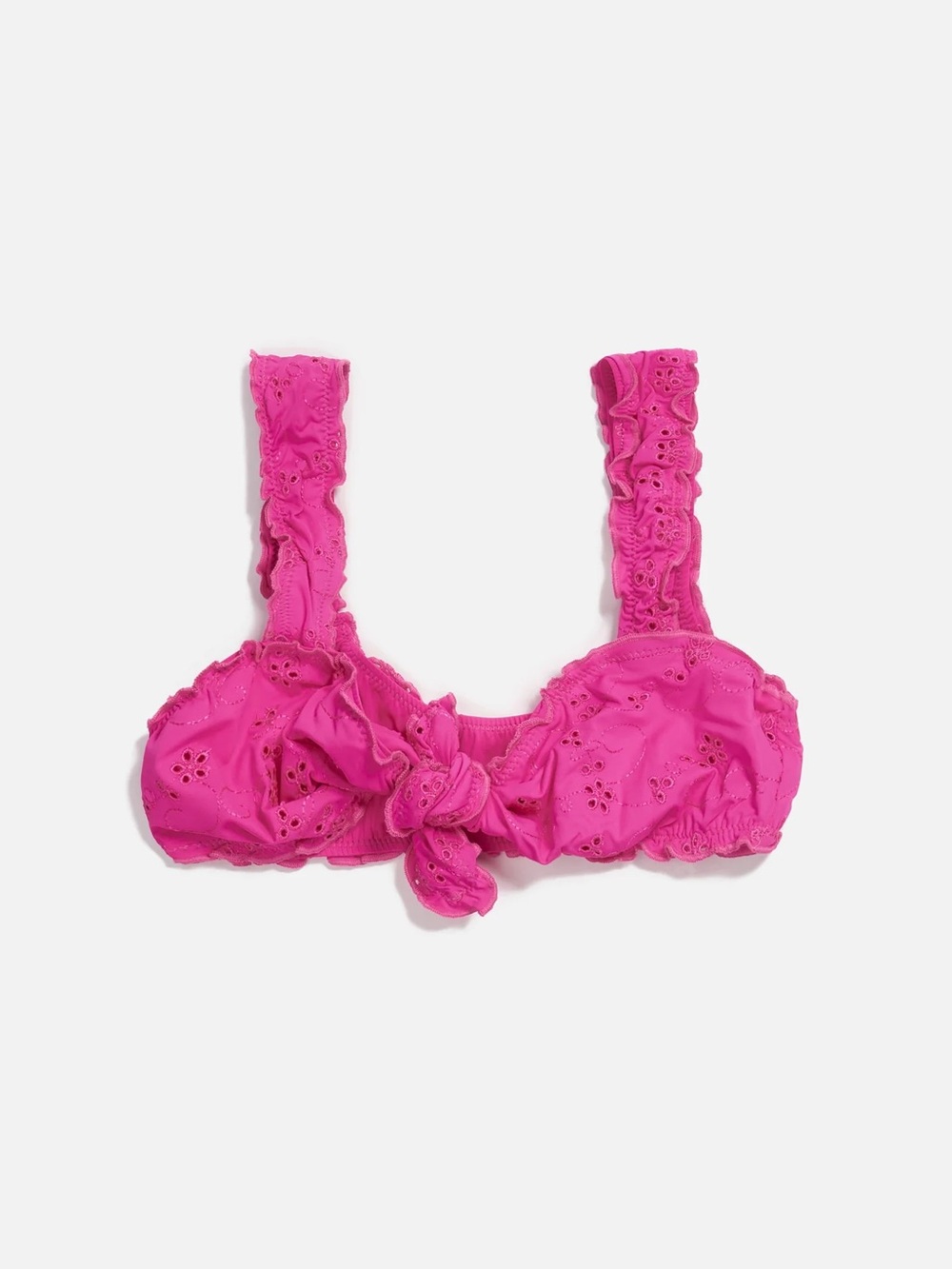Frankie’s Bikinis Colby Pink Eyelet Tie Front Top Large